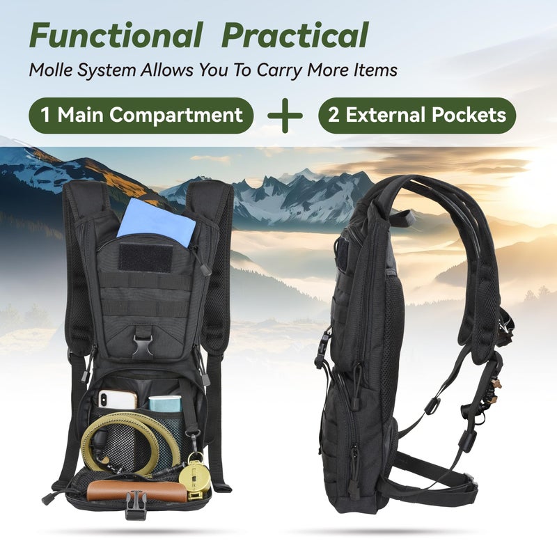 MARCHWAY Tactical Molle Hydration Pack Backpack with 3L TPU Water Bladder, Military Daypack for Cycling, Hiking, Running, Climbing, Hunting, Biking (Black) - Image 4